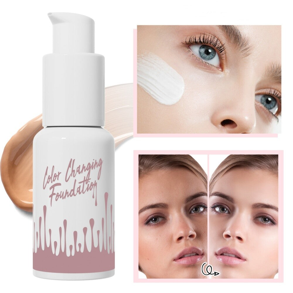 Color Changing Liquid Foundation for Skin Tone Matching, Long-Lasting Face Makeup