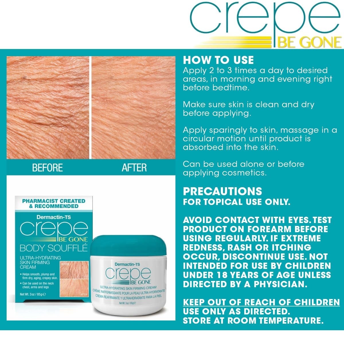 Crepe Be Gone Body Souffle - Classic 3 ounce Ultra Hydrating Skin 2