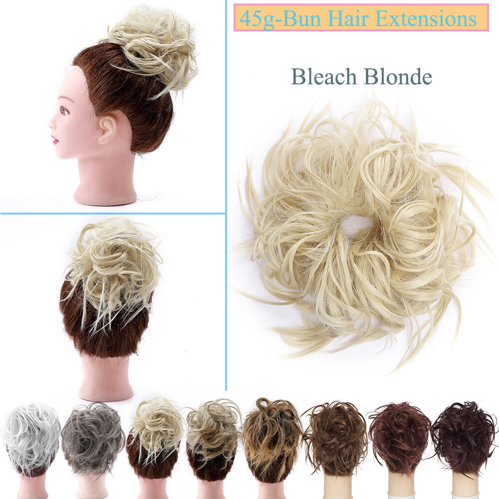 Large Messy Bun Hair Extension - Voluminous Synthetic Ponytail Wrap