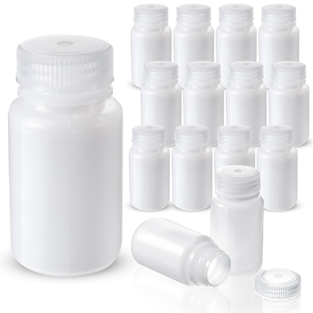 30 Pack 4 oz Translucent Plastic Reagent Bottles with Wide Mouth Caps