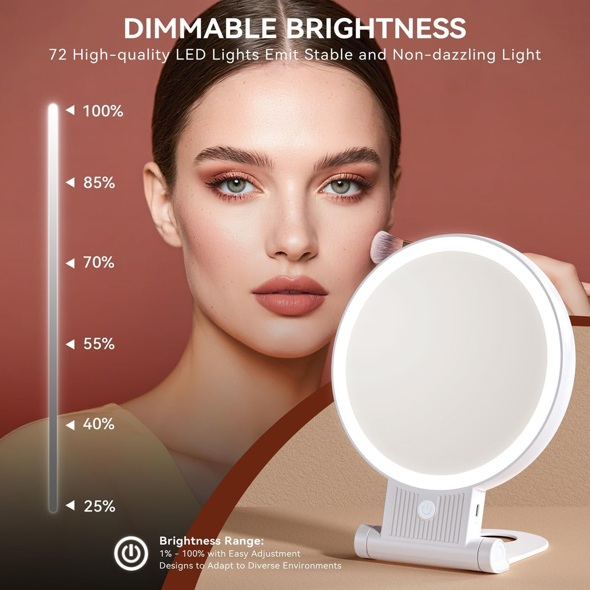 Double Sided Lighted Makeup Mirror with 30X Magnification and Dimmable Brightness