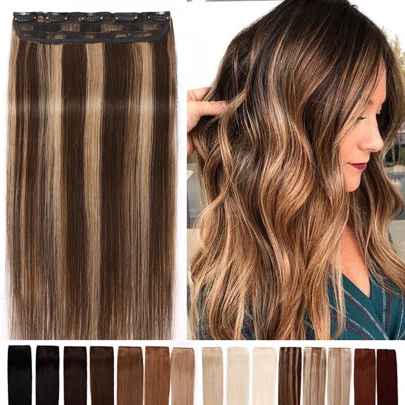 Clip-In Hair Extensions 100% Remy Human Hair Full Head - One Piece