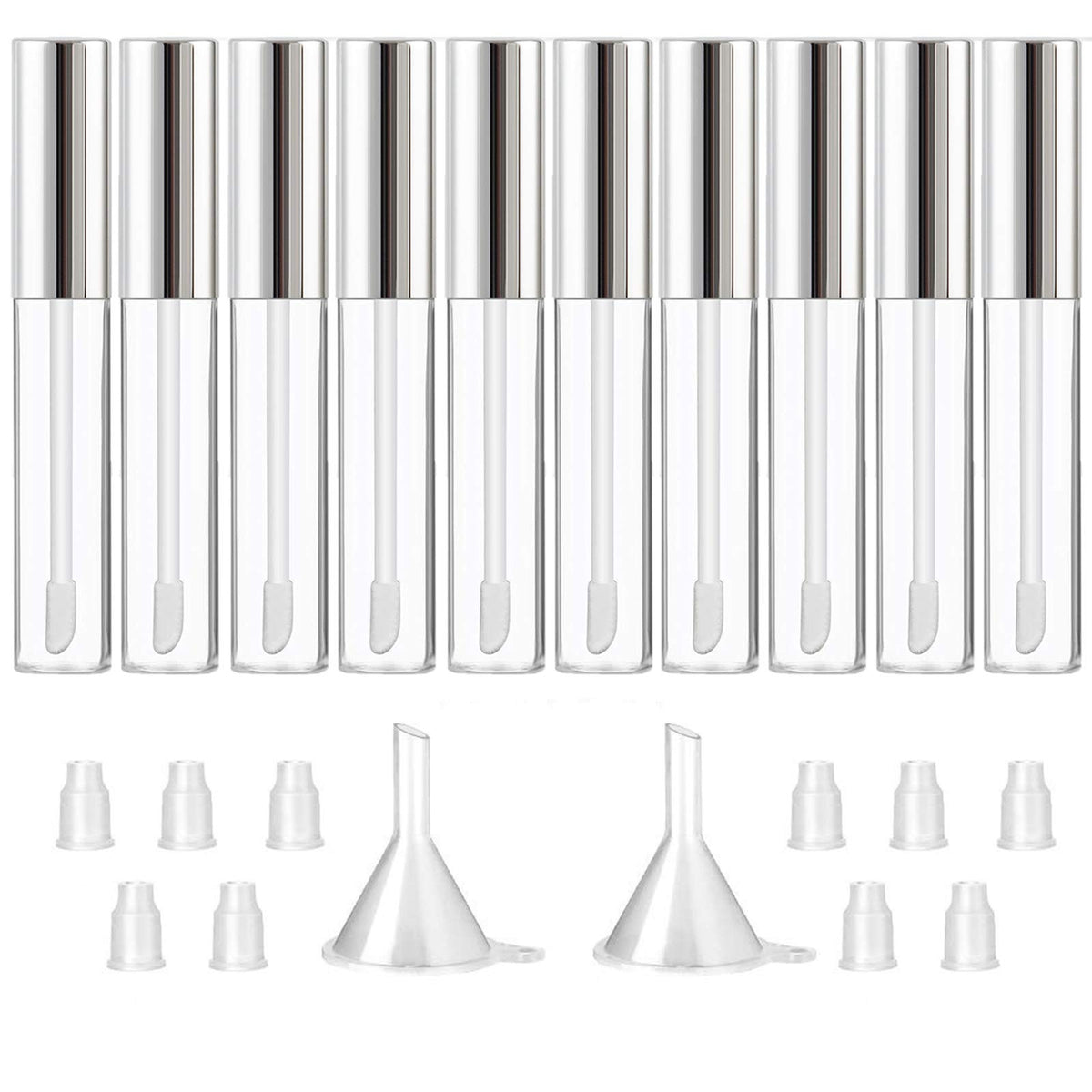10 Pack Refillable Lip Gloss Tubes with Wand - 10ML Cosmetic Containers