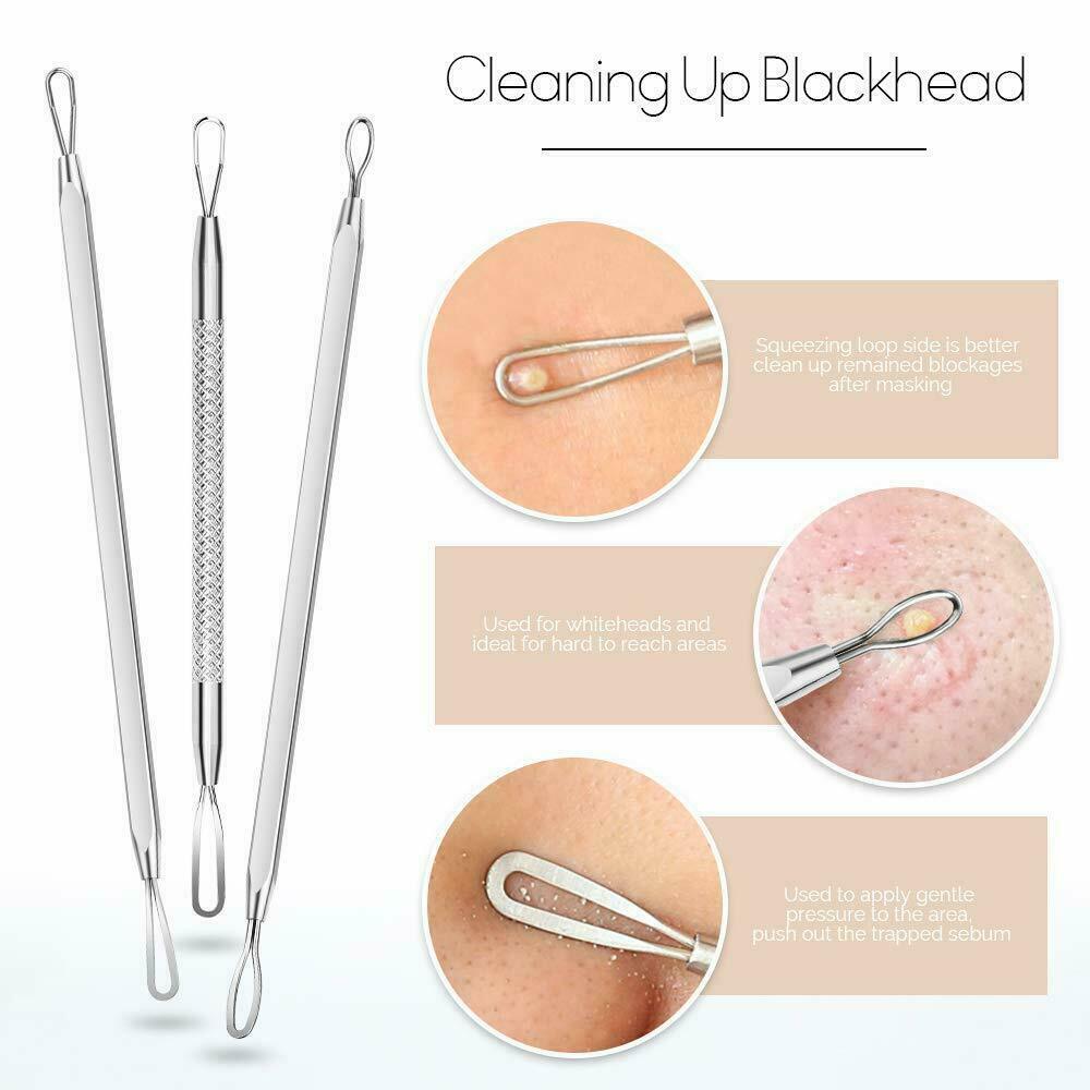 Blackhead Acne Pimple Extractor Tool Kit - 9 Professional Skin Care Tools