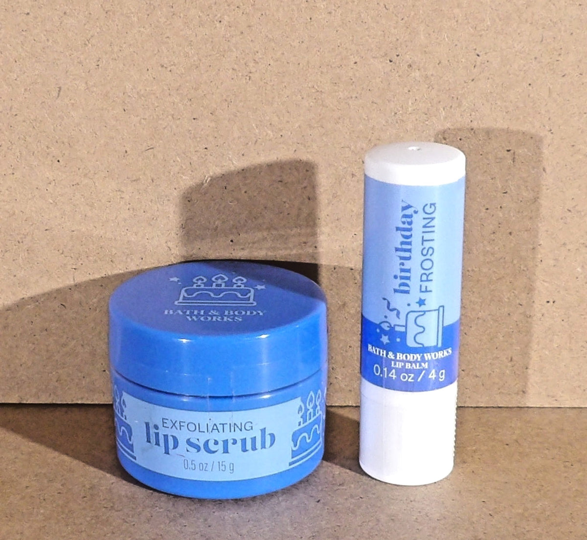 Lip Balm & Exfoliating Lip Scrub Set - Birthday Frosting Scent, Sealed