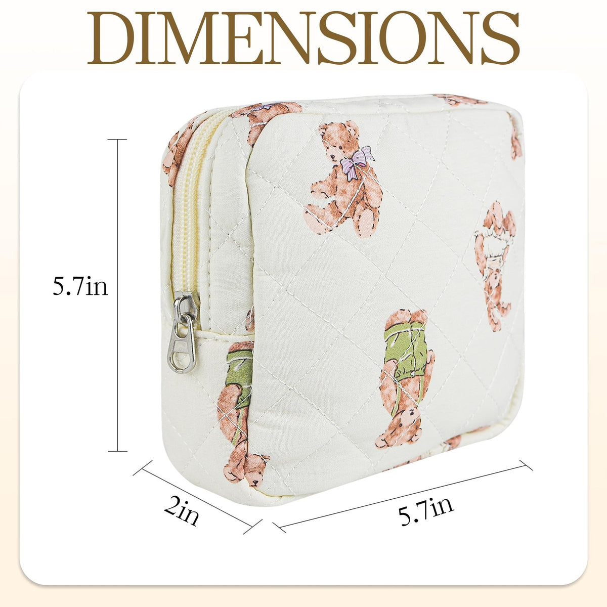 Small Floral Quilted Makeup Bag - Travel Toiletry Organizer for Women