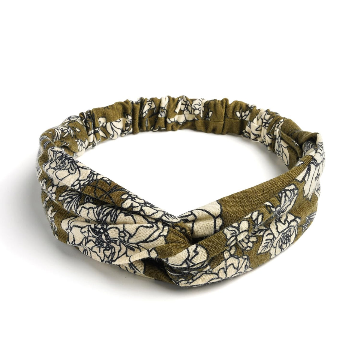 Elastic Knotted One Size, Cross Floral : Green, Grey, Blue, Burgundy