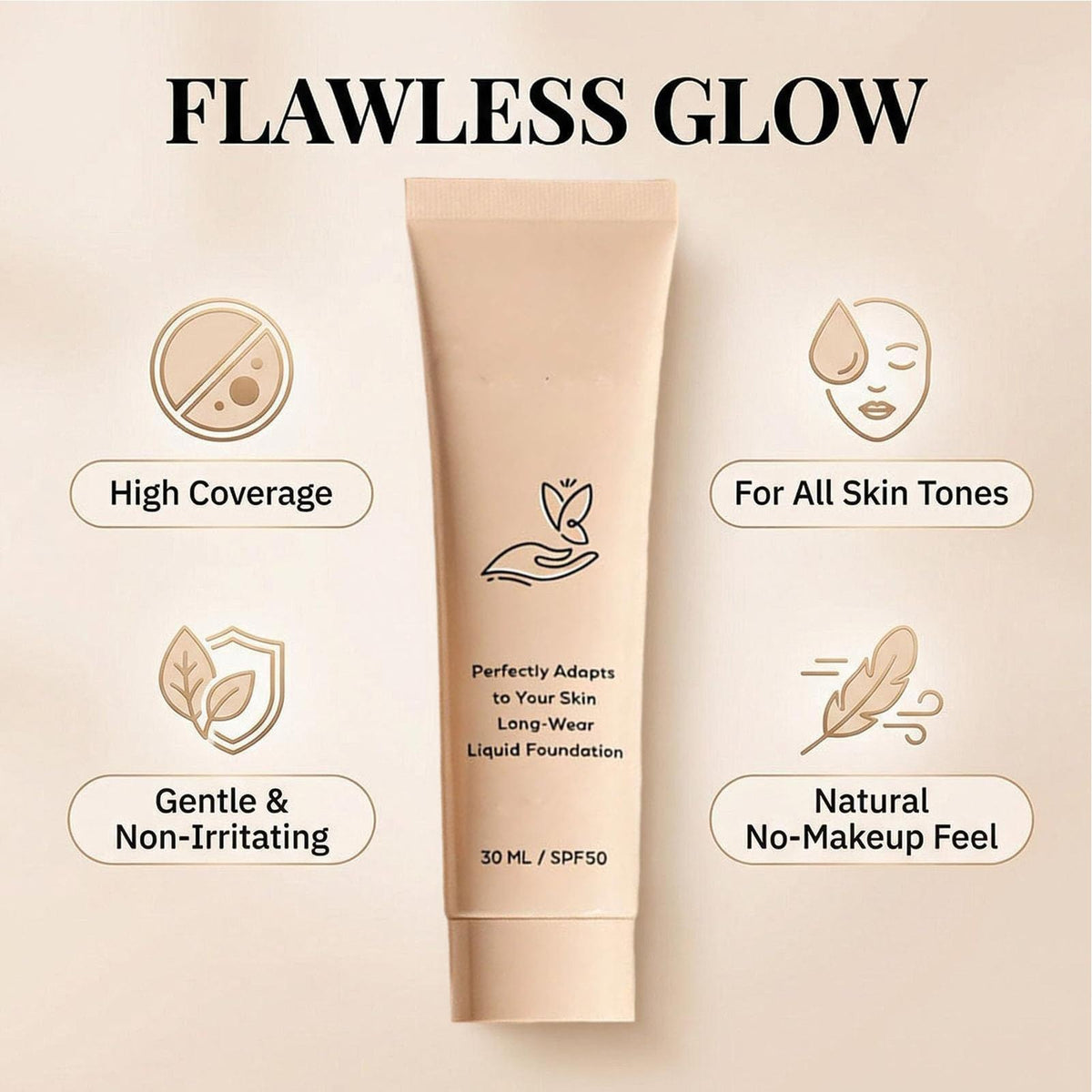 Color Changing SPF 50 Foundation for Mature Skin 30ml - Light, Buildable Coverage