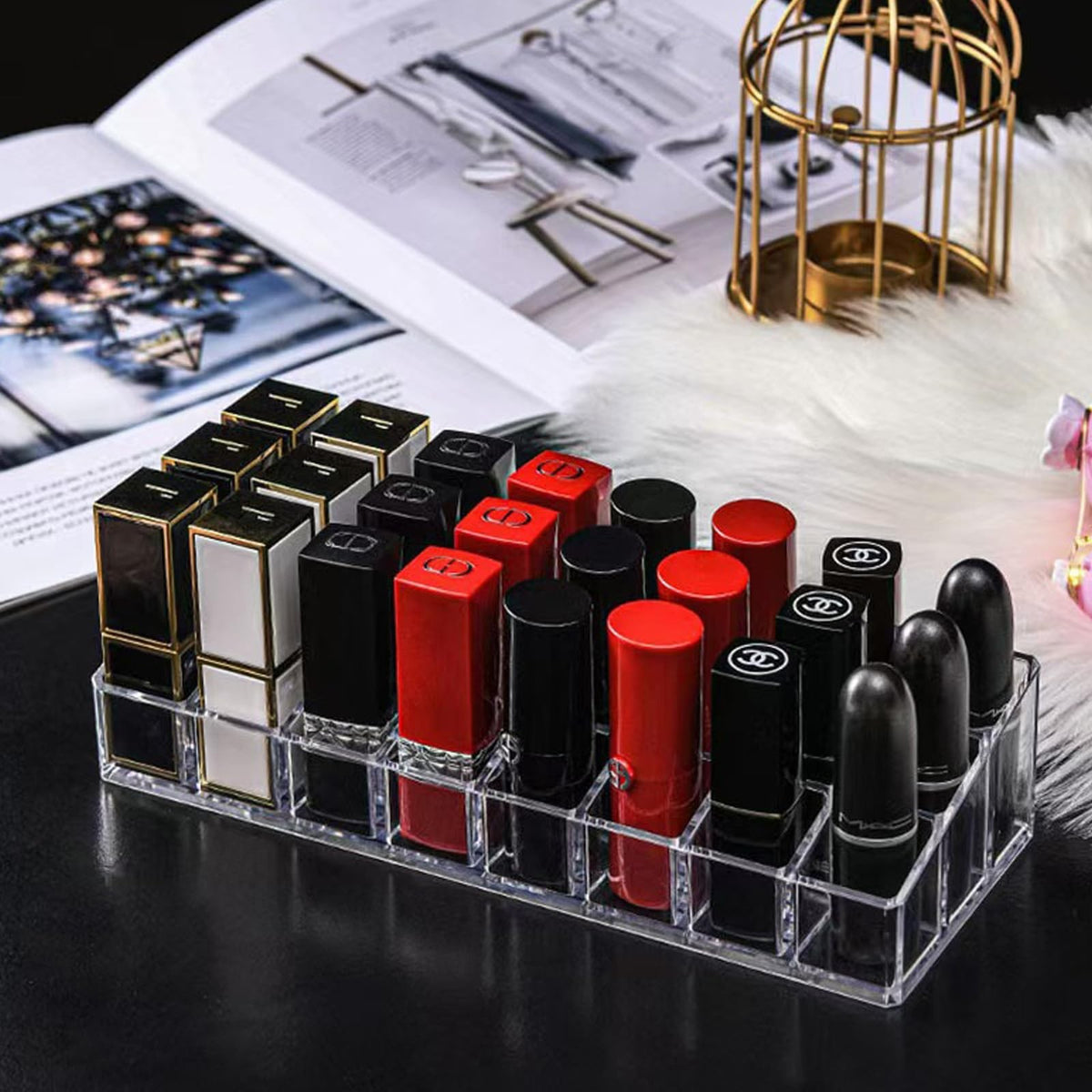 Acrylic Lipstick Organizer 12 Slots Makeup Storage Display Case