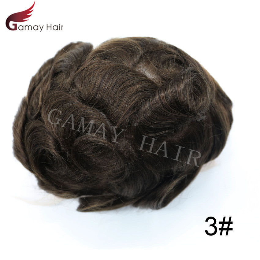 Full Poly Thin Skin Human Hair Toupee for Men - Durable, Invisible, Customizable