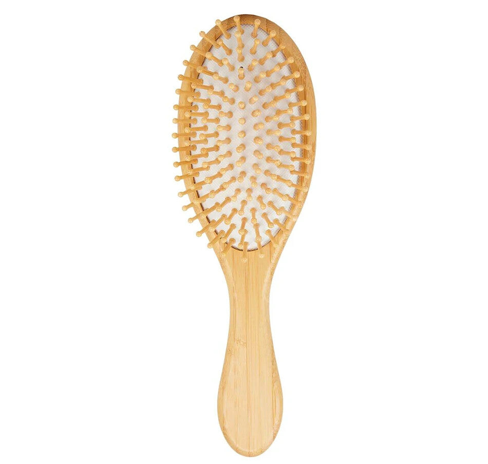 Wooden Paddle Hairbrush with Bamboo Bristles for Detangling & Smoothing