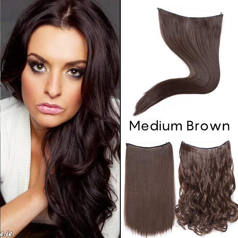 Invisible Wire Hair Extensions Full Head Curly Synthetic Hair with Nano Rings