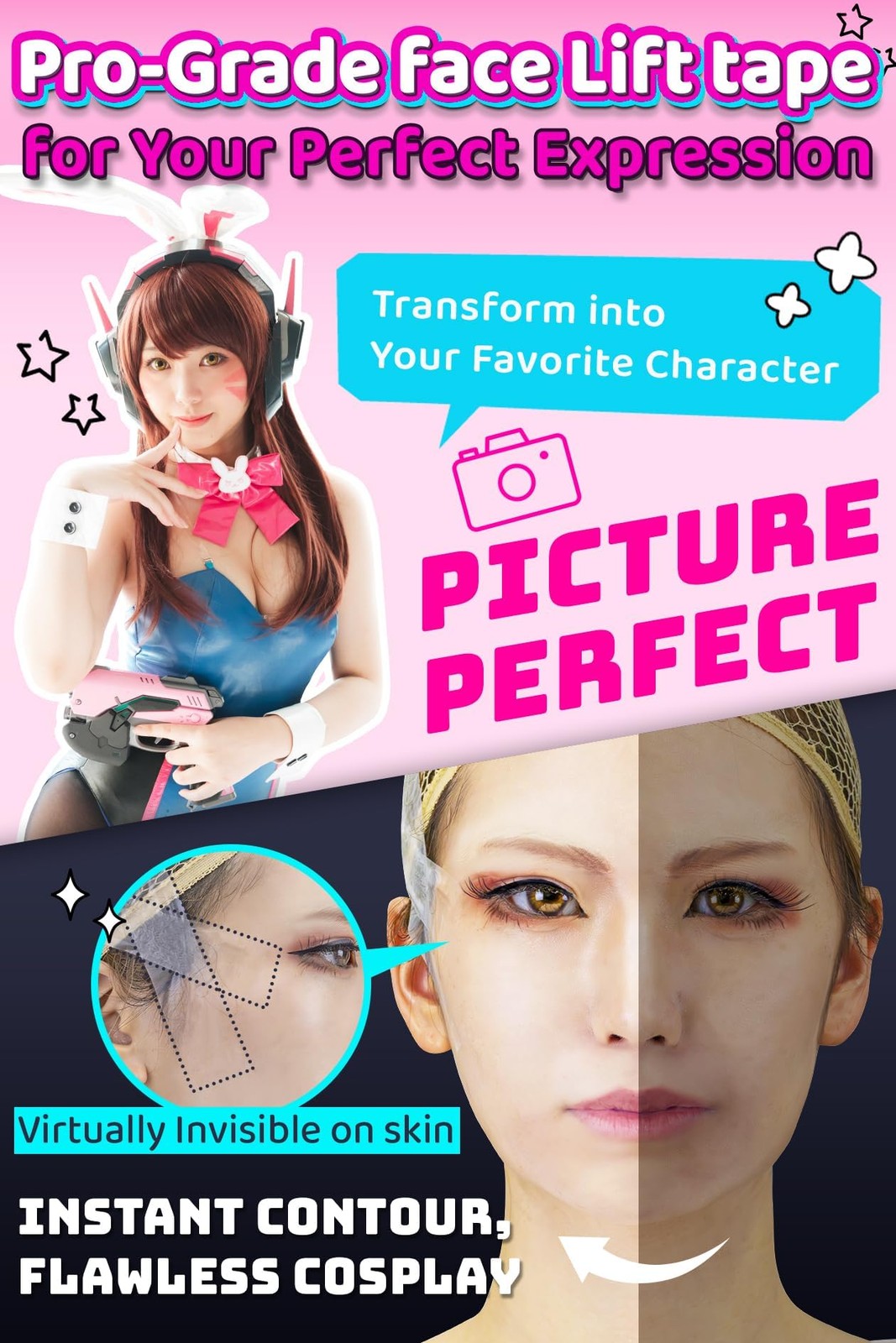 Cosplay Face Lift Tape - Invisible, Medical-Grade