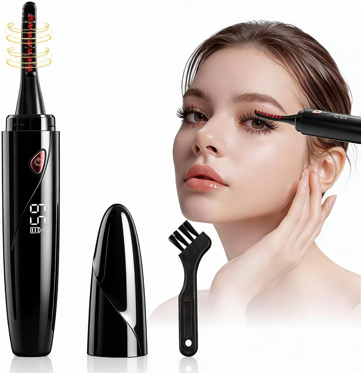 LED Heated Eyelash Curler with LED Display, Fast Heating & Auto Off