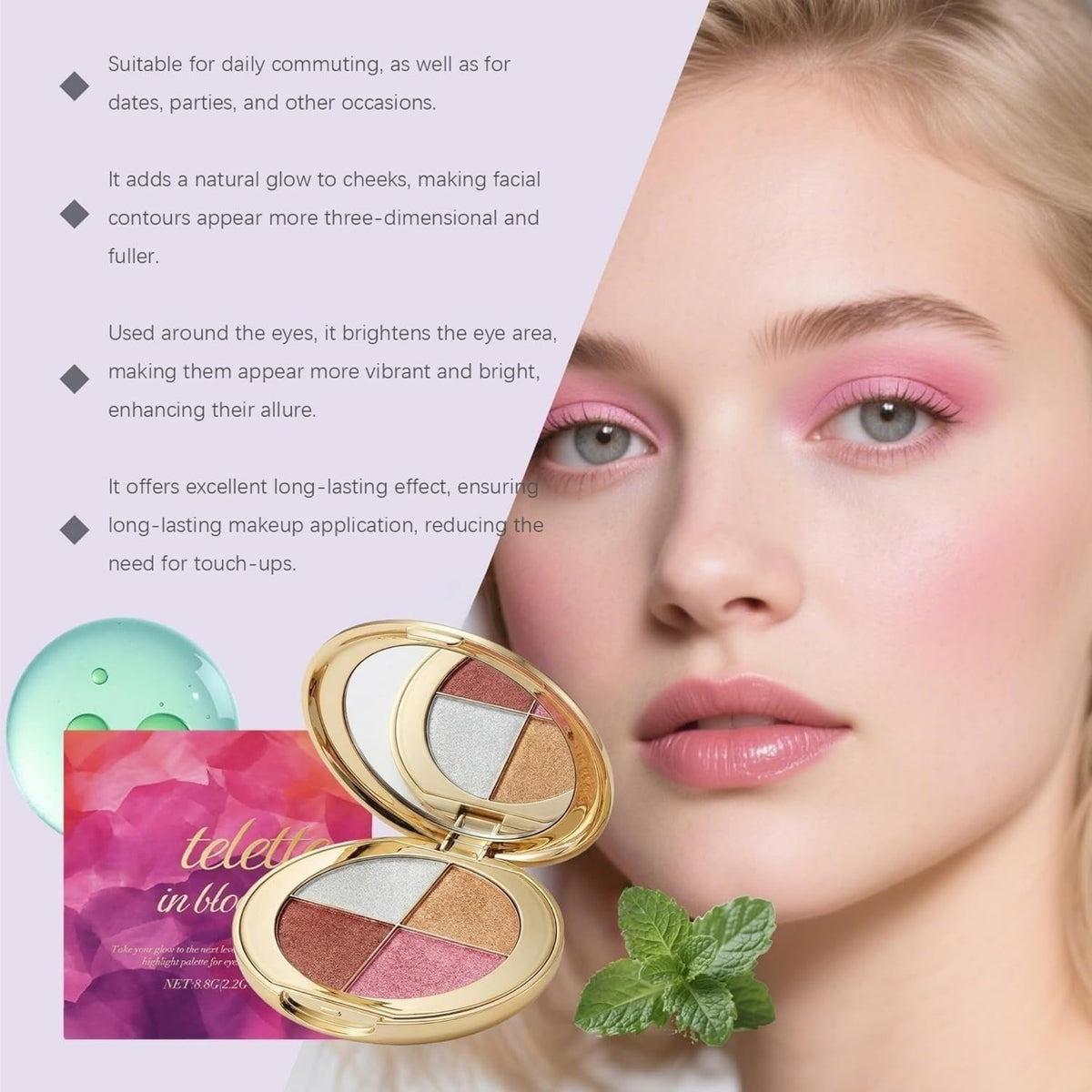 Highlighter & Blush Face Palette - Multi-Shade Makeup Set for Radiant Look