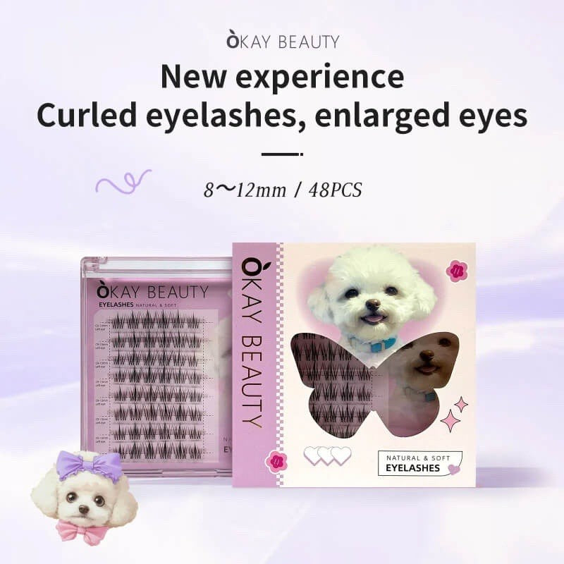 Light Wispy False Eyelashes with Reusable Clusters for Natural Volume