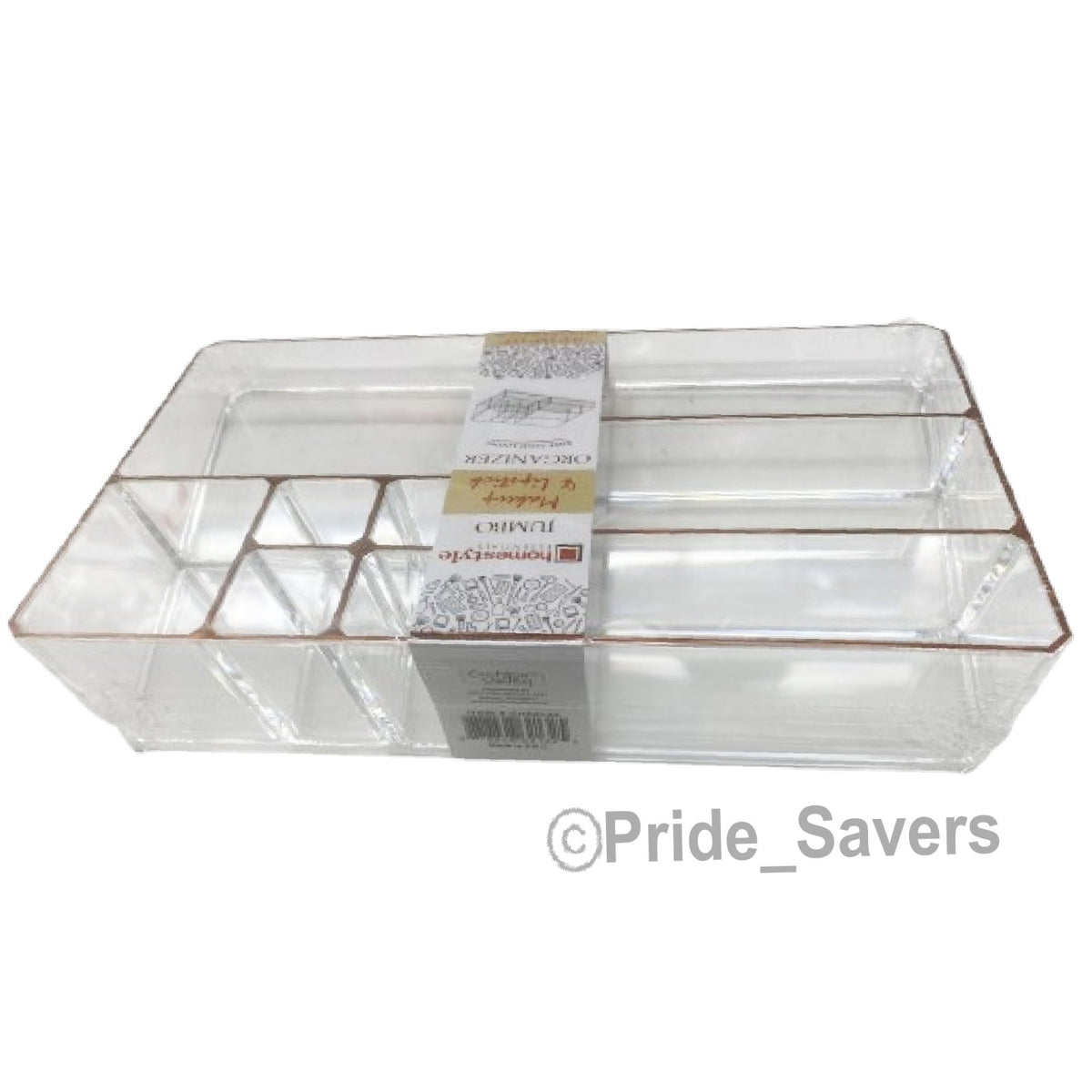 9 Slot Makeup Organizer with Rose Gold Lining - Clear Acrylic Cosmetic Storage