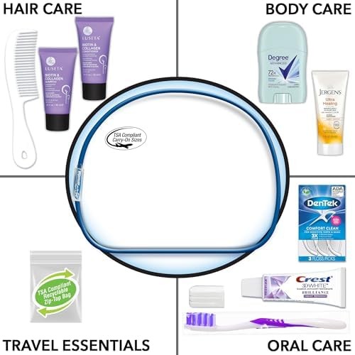 Travel Toiletry Kit for Women - 10 Travel Size Essentials, TSA Approved