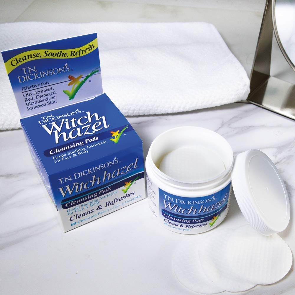 Witch Hazel Astringent Cleansing Pads - Gentle Daily Skin Toner, Pack of 4