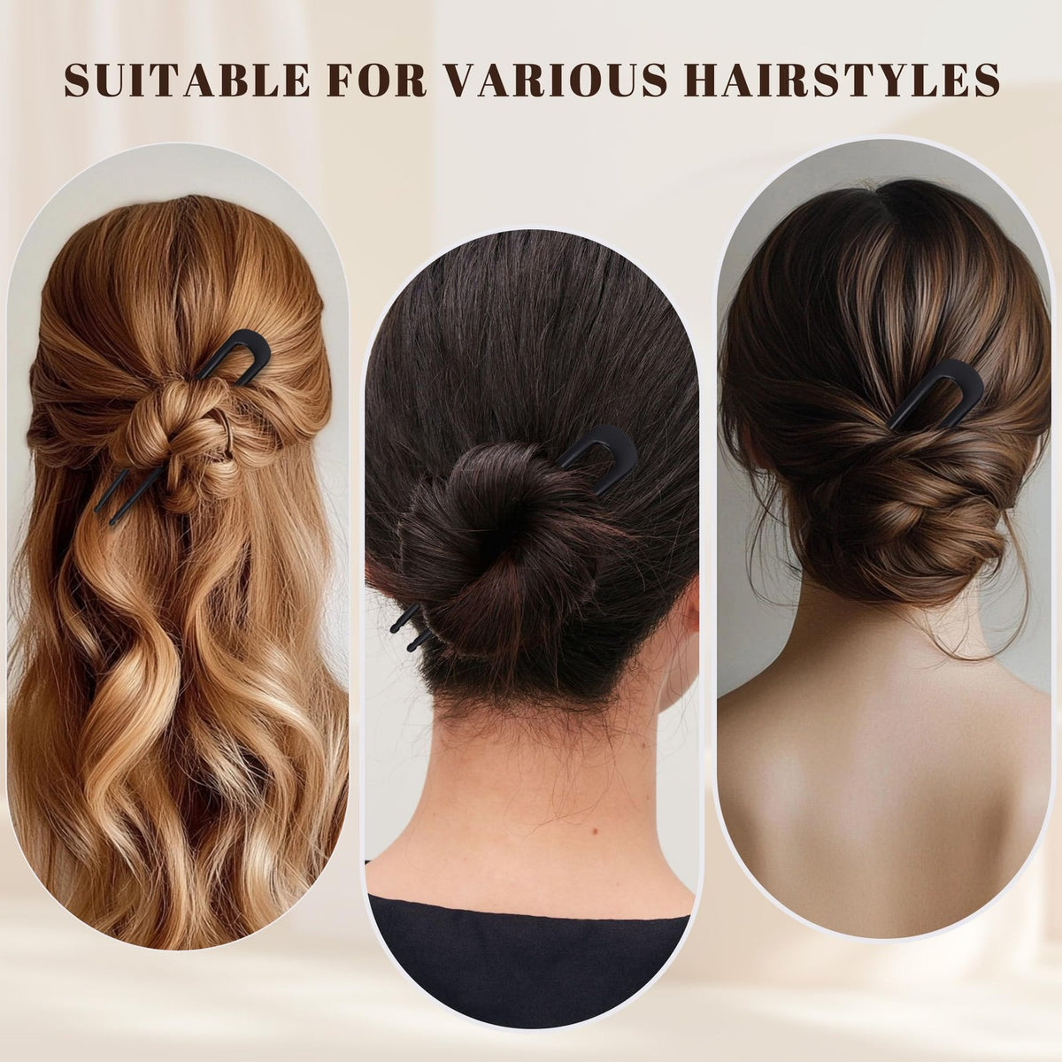 hisial 6Pcs Metal French Hair Pins for Women U 1 Count (Pack of 6),