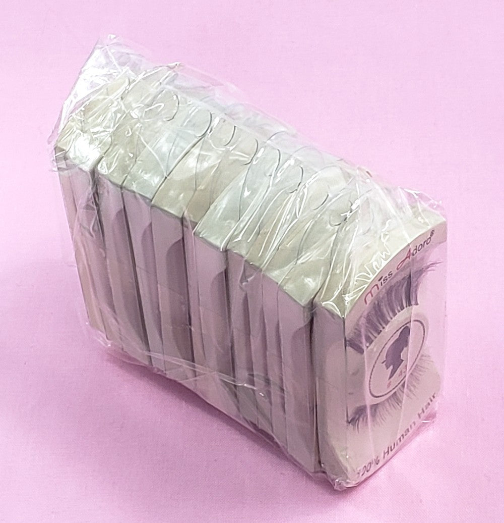 12 Pack Natural Touch Human Hair False Eyelashes Style 43 - Light, Soft & Handmade