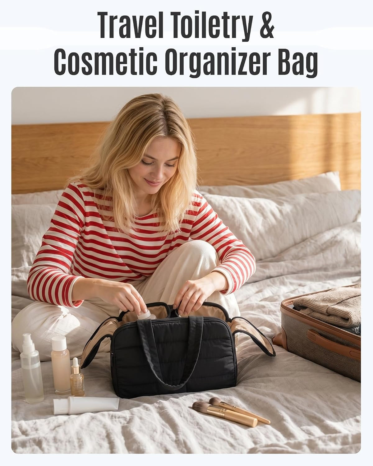 Travel Toiletry Bag for Women Waterproof Makeup Organizer with Handle