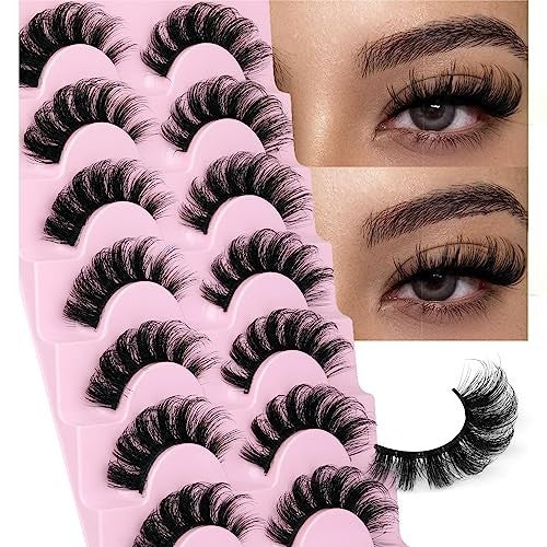False Eyelashes D Curl Wispy 7 Pairs Natural Look Mink Lashes
