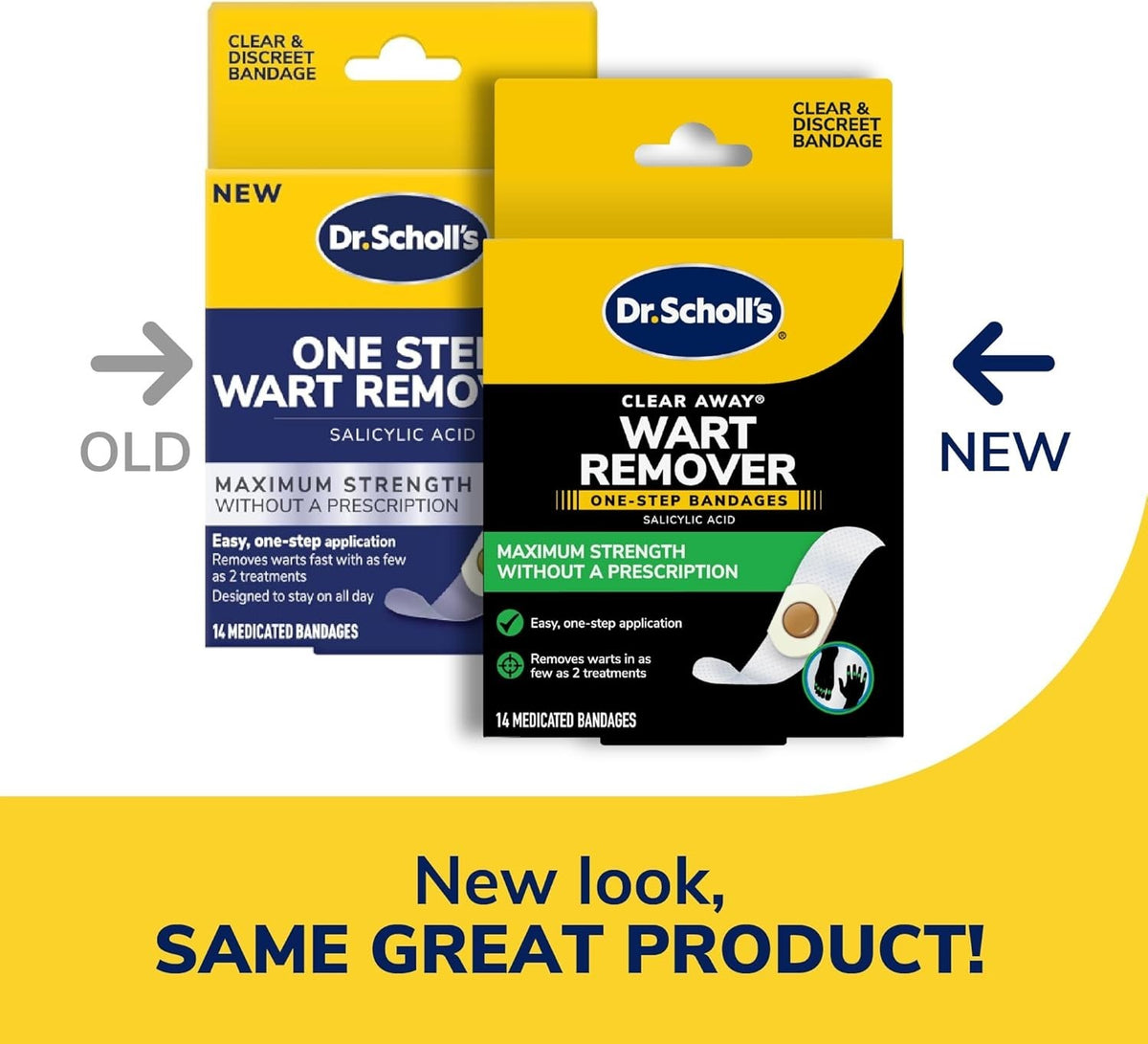 Maximum Strength Wart Remover - 14 ct Clear Discreet Bandages for
