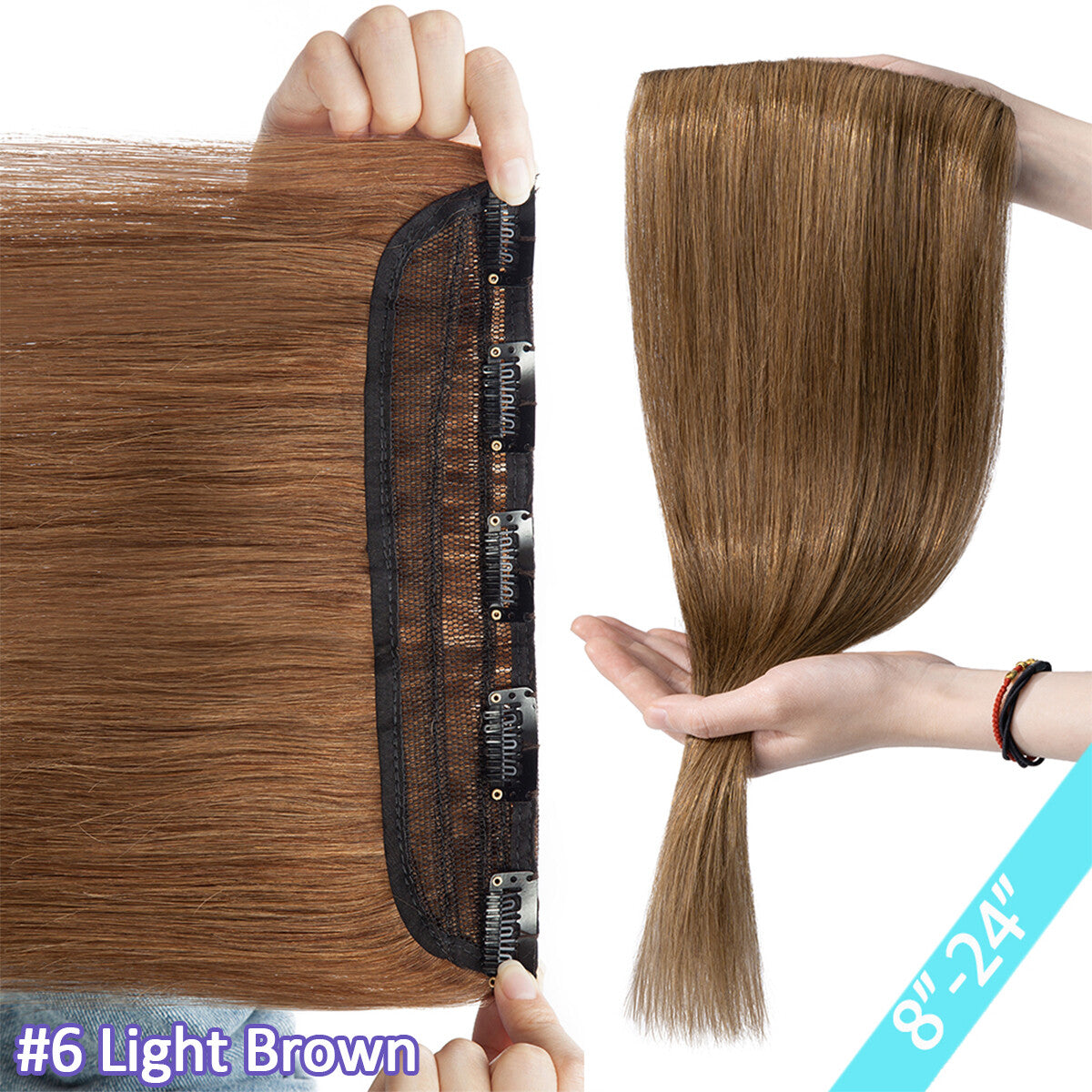 Women Clip-In Remy Human Hair Extensions Full Head Straight Ombre - Multiple Colors & Lengths