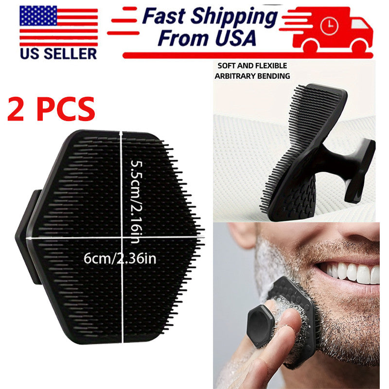 2x Face Scrubber Silicone For Men Facial Cleansing Black Exfoliate