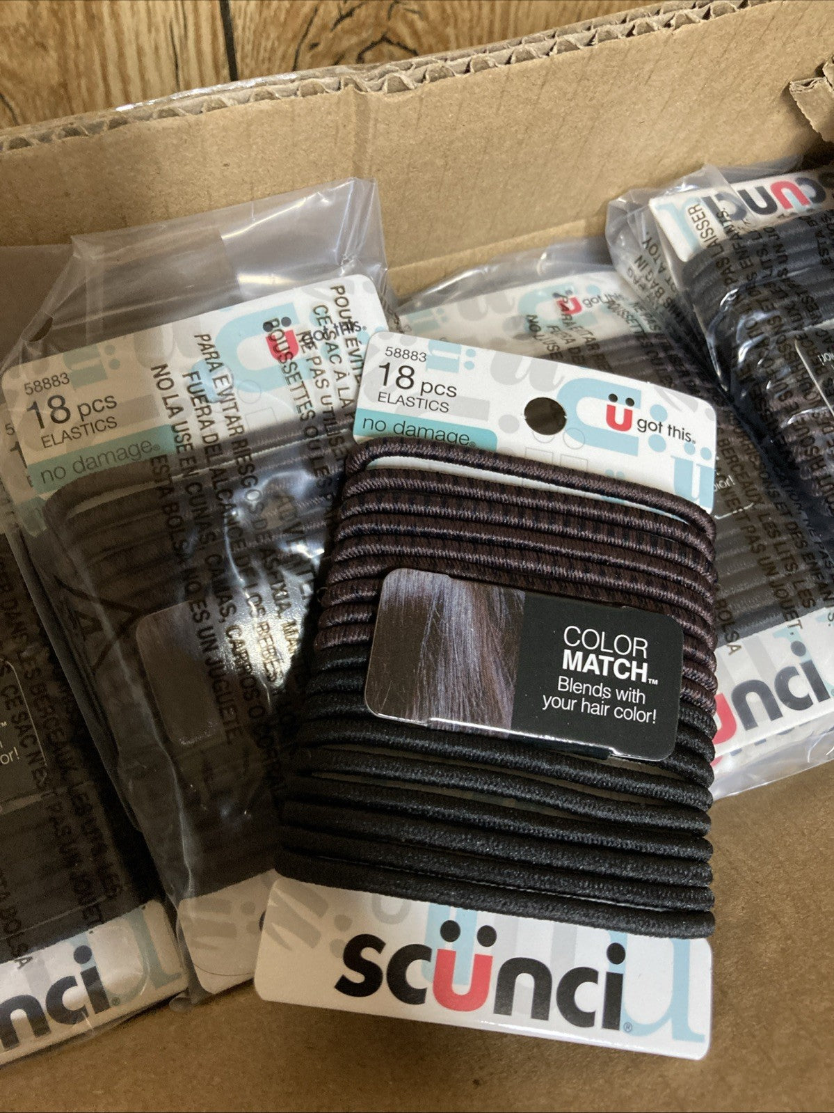 72 Pack Scunci U Got This No-Damage Color Match Hair Elastics, Black,