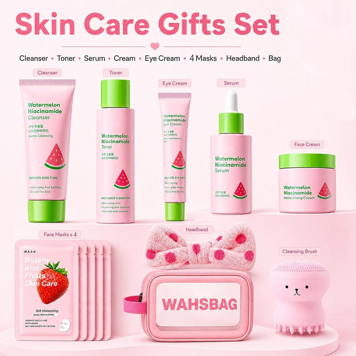 Watermelon Skincare Gift Set for Teens Girls - Hydrating & Gentle