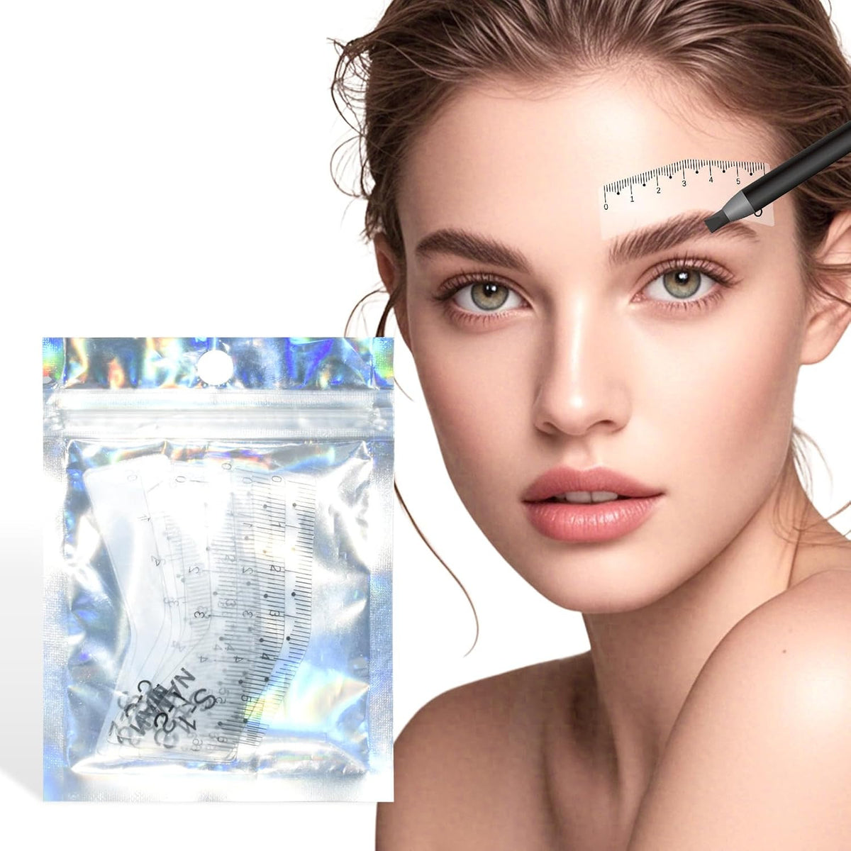 Eyebrow Stencil Ruler Set for Microblading & Makeup - 5 Pairs, Reusable Plastic