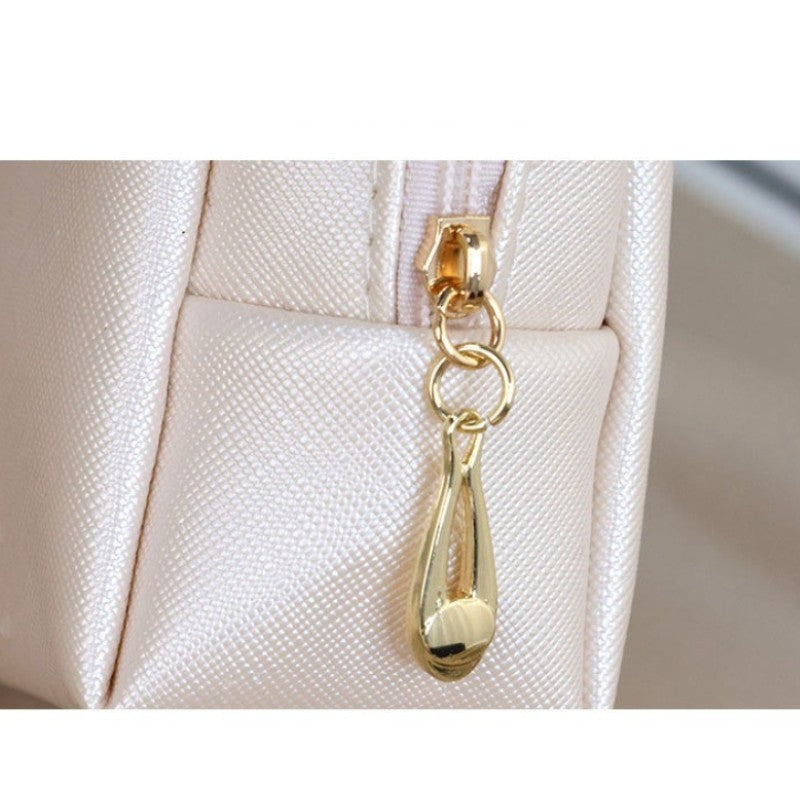 Small Satin Makeup Bag with Gold Zipper - Lipstick & Skincare Storage