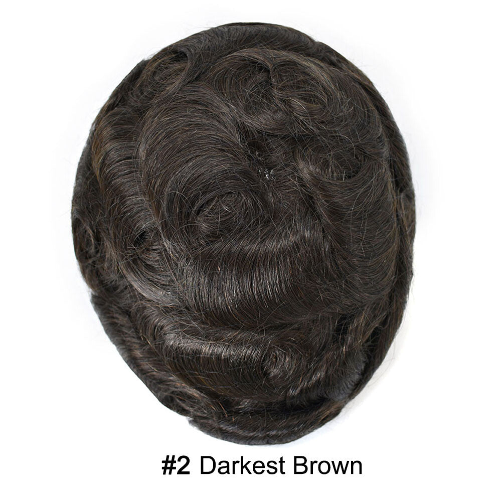 Invisible Mens Hair Replacement Toupee Ultra Thin Skin PU System - Full Human Hair