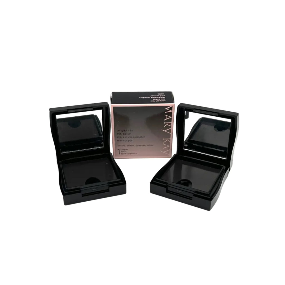 Mini Makeup Compact with Mirror - Unfilled Black Lot of 2 Discontinued
