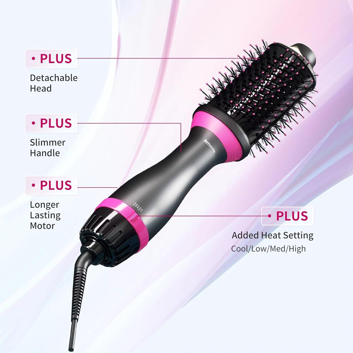 1200W Hot Air Brush & Volumizer with Negative Ion Technology, 3 Heat Settings