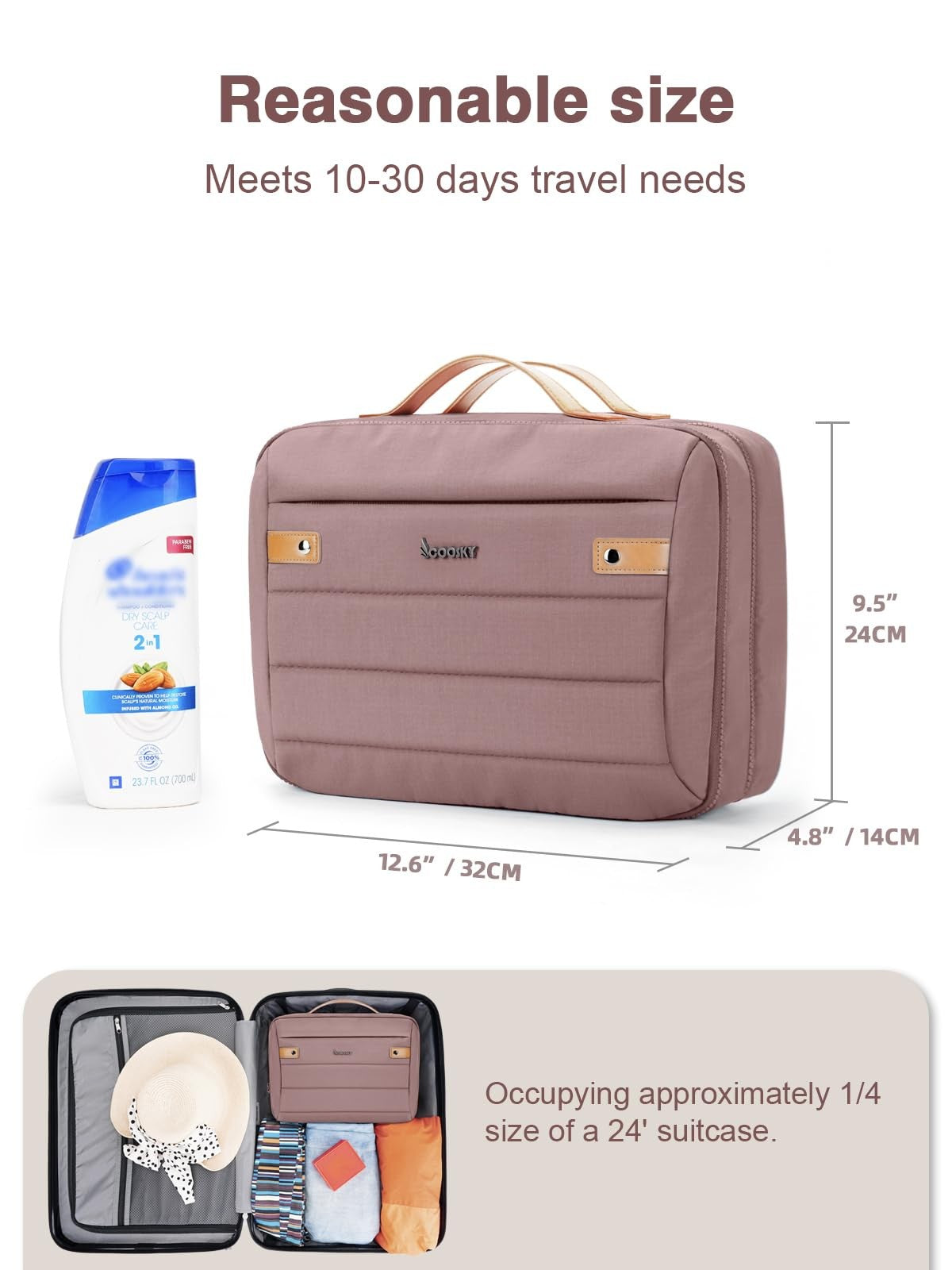 Women's Hanging Waterproof Toiletry Bag with Compartments Travel Organizer