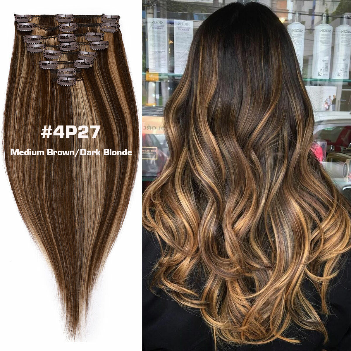 Double Weft Clip-In Human Hair Extensions Full Head - Multiple Colors & Lengths