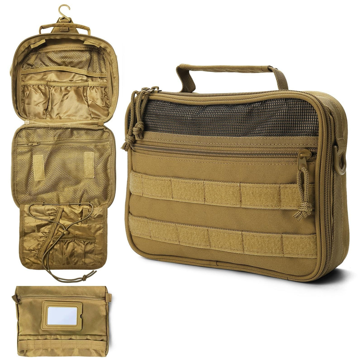 Men's Travel Toiletry Bag Hanging & Waterproof Organizer - Brown