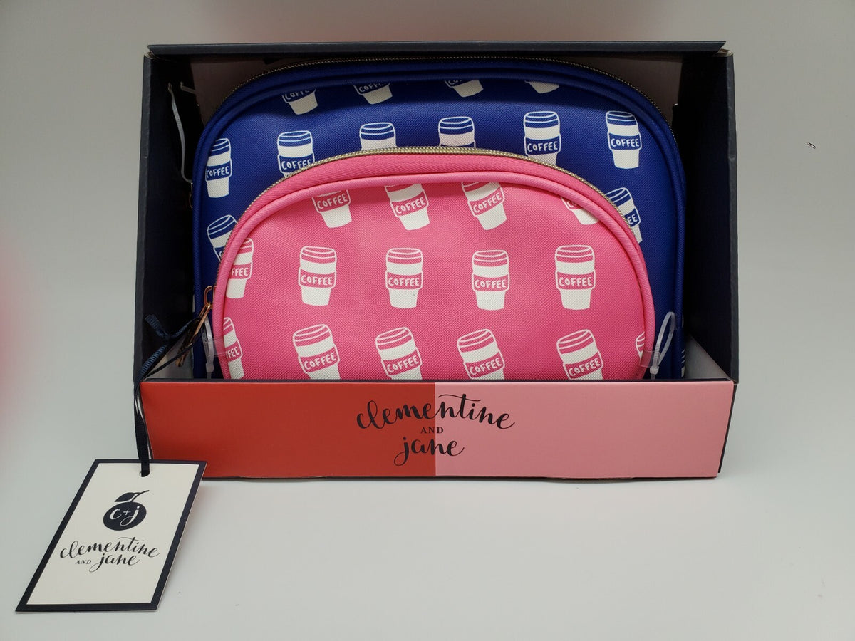 2-Piece Coffee Cup Travel Cosmetic Bag Set