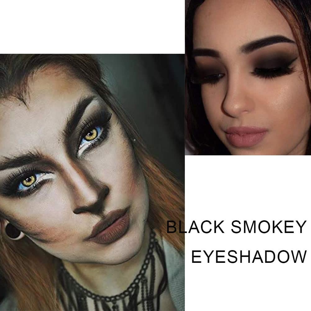 Black Smokey Silver Glitter Eyeshadow Palette - 9 Cool Tones, Waterproof & Long-Lasting