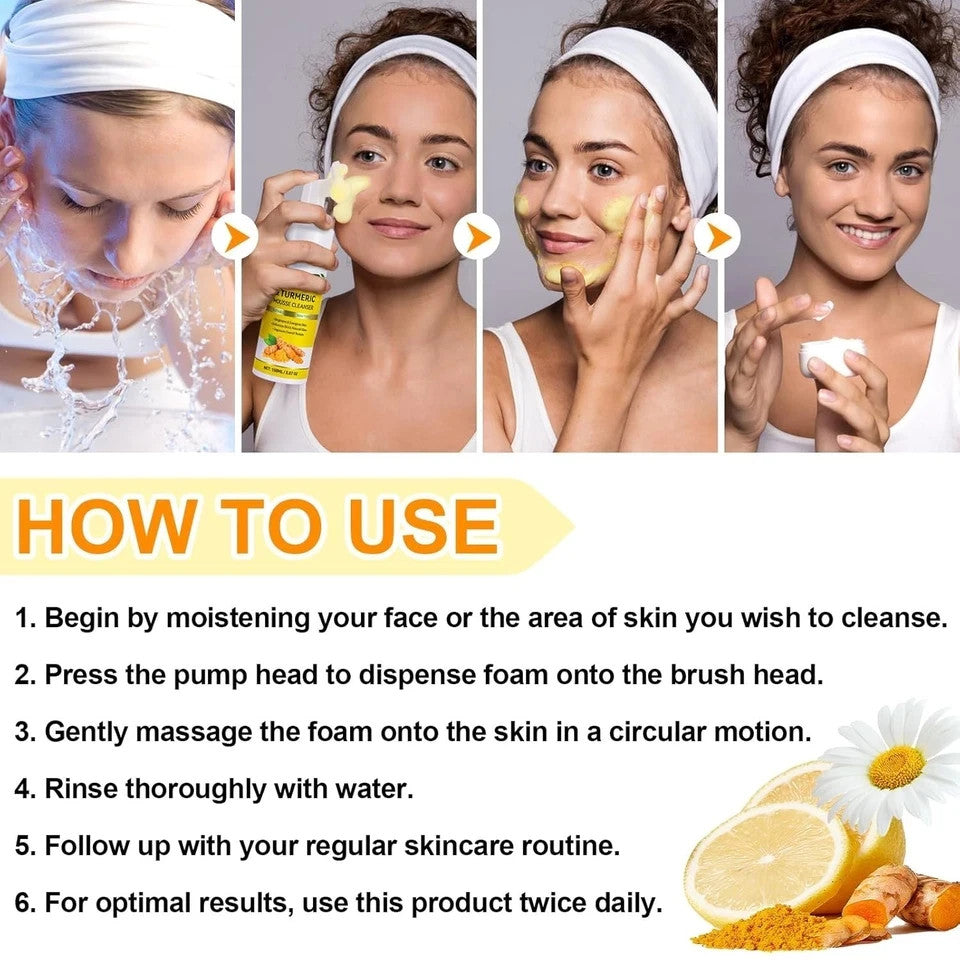 Turmeric & Kojic Acid Facial Cleanser with Brush for All Skin Types