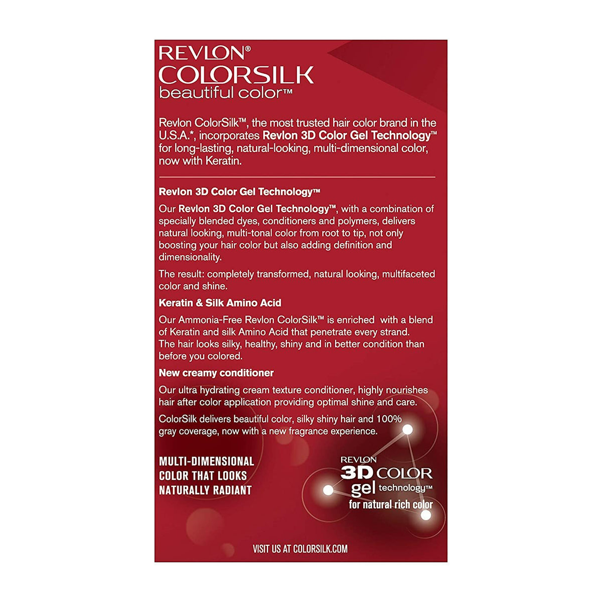 Revlon Colorsilk Beautiful Color Permanent Hair Dye 44 Medium Reddish Brown 6-Pack