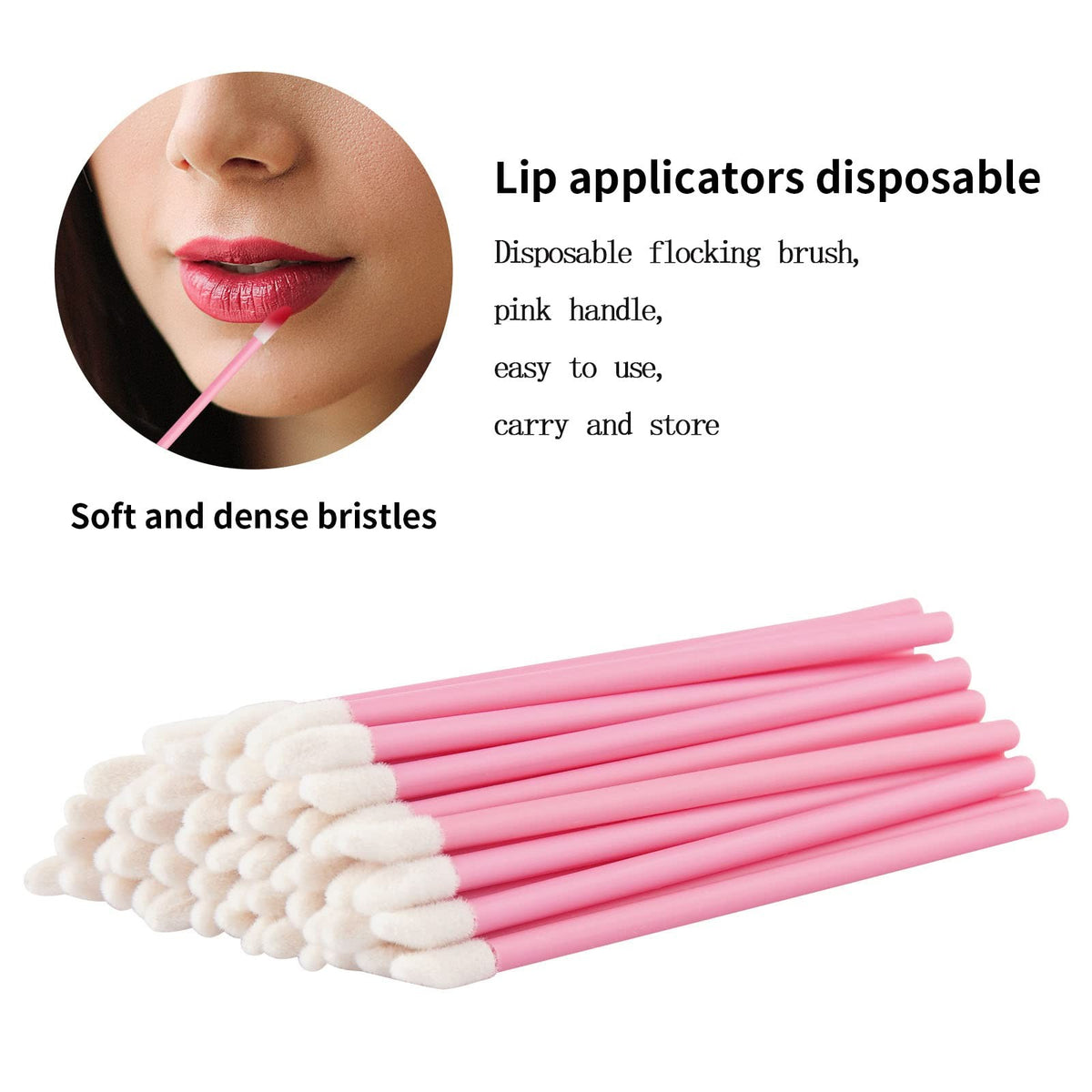 Disposable Lip Applicator Wands Pink Lip Brush Pack 500PCS Makeup Tools
