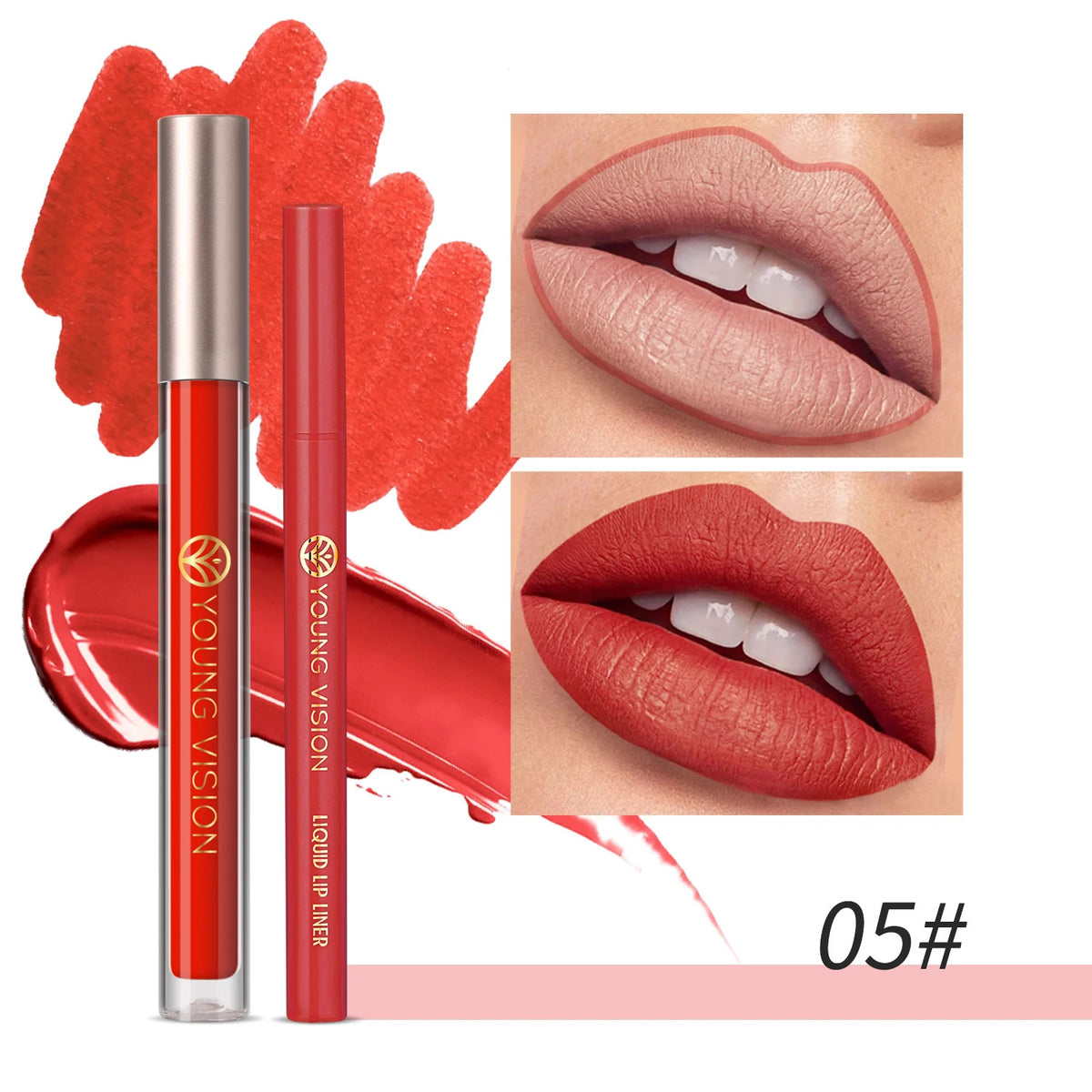 Waterproof Non-Stick Lip Gloss & Lip Liner Set - Moisturizing & Easy to Apply
