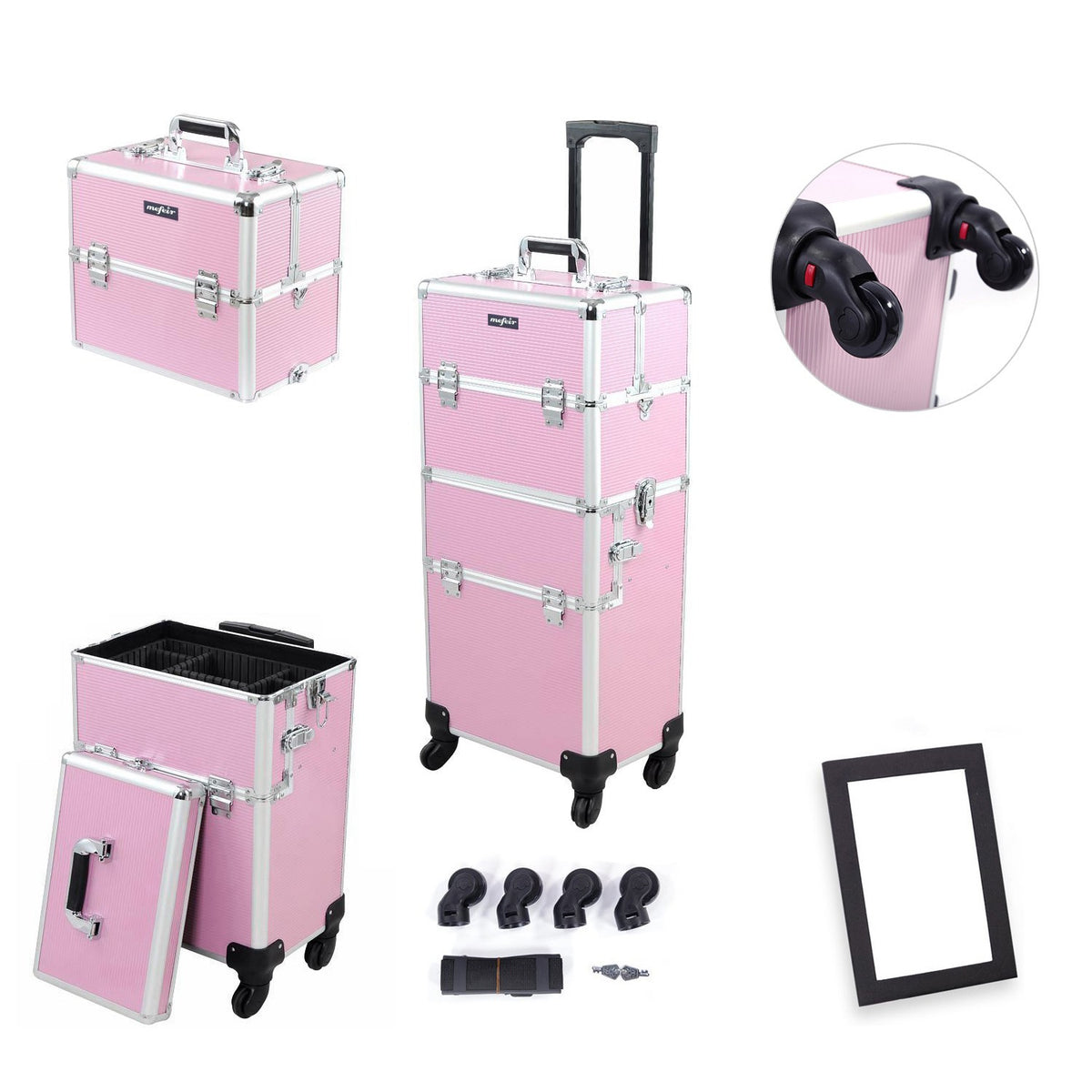Large Capacity Travel Cosmetic Trolley Organizer with 360° Swivel Wheels