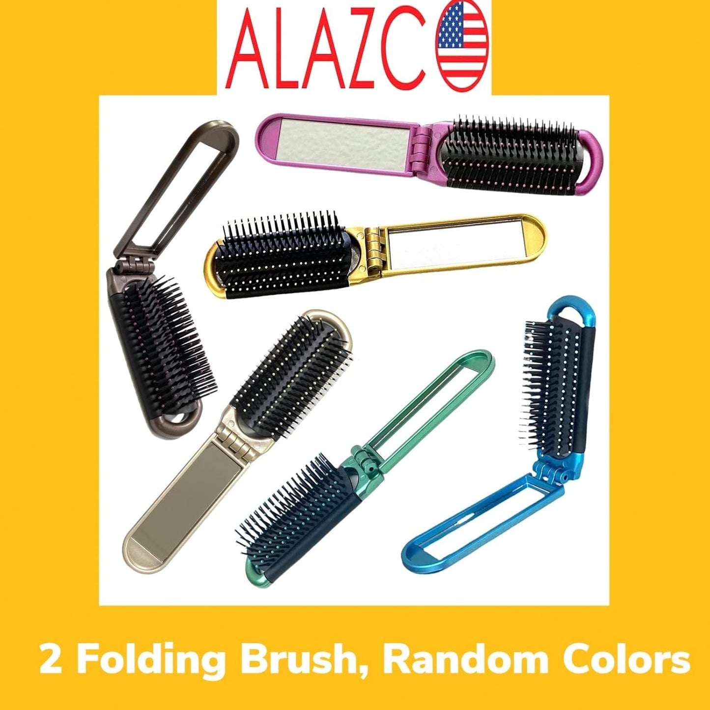 Portable Folding Hair Brush with Mirror - 2 Colors for Travel & Touch-Ups