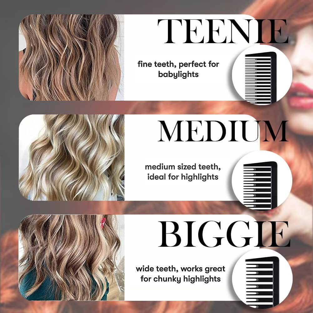 Professional Hair Dyeing Comb Set - Highlight & Styling Combs with Black