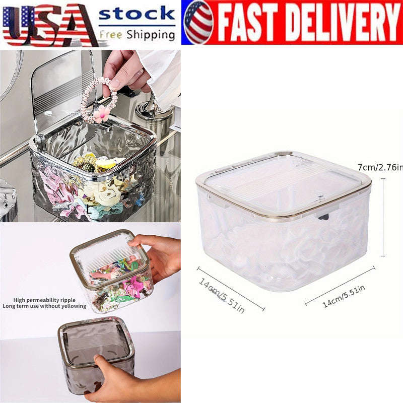 Acrylic Jewelry & Hair Tie Organizer Box - Dustproof Storage Container